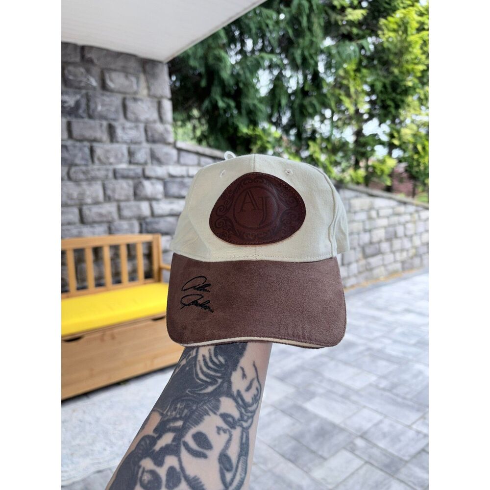 Alan Jackson Collection AJ Logo Hat Cream Brown Adjustable Country Baseball Cap